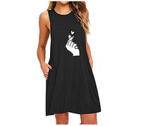 Mrat Women's Nightdresses Sleepwear Nightgowns Sleeveless Tank Nightshirt Floral Print A-Line Dress Loose Casual Midi Dress Pajama with Pockets Comfy Soft Loungewear Nighties Plus Size S-6XL