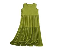 Mrat Women's Nightdresses Sleeveless Crew Neck Nightshirt Pleated Casual Nightwear Dresses Nighties Loungewear A Line Swing Solid Color Dress Ladies Elegant Comfy Dresses Homewear Sleepwear 5XL Green