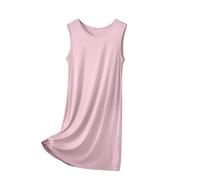 Mrat Women's Nightdresses UK Sleeveless Cotton Tank Dress Crew Neck Chemise Sexy Negligee Nightgown Elegant Ladies Loose Fit Nightshirts Summer Baggy Lingerie Soft Pyjamas Sleepshirts Size 14-22