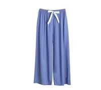 Mrat Women's Pajama Bottoms Summer Soft Lounge Capri Pants Sleepwear Drawstring Wide Leg 3/4 Trousers Nightwear Comfy Three Quarter Length Pyjamas Bottoms Elasticated Waist Sleep Pants Loungewear