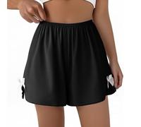 Mrat Womens Pyjama Bottoms Soft Comfy Pjs Shorts Loungewear Ladies Elastic Waist Hot Pants Silk Cooling Breathable Lightweight Shorts Sleepwear Nightwear Loose Fit Beach Boxers Boyshorts Running