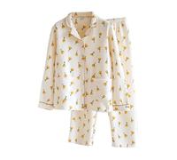 Mrat Womens Pyjamas Set Loungewear Pjs Sets Warm Fleece Long Sleeve Button Tops Wide Leg Thermal Bottoms Y2k Cute Nightwear Sleepwear Pyjamas Floral Print Thin Pj Sets Two-Piece Set Homewear Fall