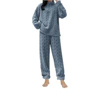 Mrat Womens Pyjamas Sets Fluffy Fleece 2 Pc Sherpa Pullover Wide Leg Pant Sets Winter Warm Soft Pjs Set Luxury Fleece Full Length Set Fuzzy Plush Loose Casual Homewear Suit Nightwear Sleepwear