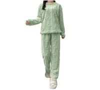 Mrat Womens Pyjamas Sets Fluffy Fleece 2 Pc Sherpa Pullover Wide Leg Pant Sets Winter Warm Soft Pjs Set Luxury Fleece Full Length Set Fuzzy Plush Loose Casual Homewear Suit Nightwear Sleepwear