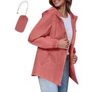 Mrat Women's Rain Jacket Waterproof Lightweight Outdoor Coats Windbreaker Breathable Active Coat Ladies Packable Functional Jacket with Pocket Showerproof Quick Dry Trench Coat Cycling Hiking Walking