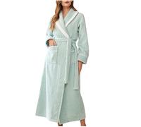 Mrat Womens Robe Luxury Terry Towelling Dressing Gown Super Soft Cotton Bath Ladies Elegant Lightweight Housecoat Long Sleeve Floral Print Quick Dry Comfy Bathrobe Nightwear Loungewear