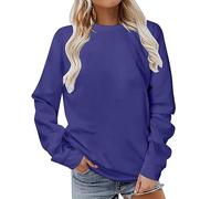 Mrat Women's Round Neck Solid Color Sweatshirt Long Sleeves Casual Pullover Cute Lightweight Loose Tops Women Sweatshirt Autumn Winter for Womens Pullover Blouses Tops Walking Homewear