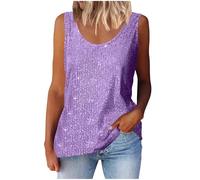 Mrat Womens Sequin Glittery Vests Top V Neck Sparkly Ladies Party Shimmer Tops Strappy Sequin Camisole Sleeveless Tanks Tops Sleeveless Blouse Evening Party Club Cami Tank Top UK Size 8 10 12 14 16