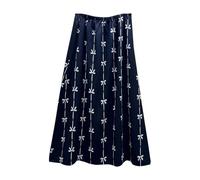 Mrat Women's Skirts UK Sale Clearance Floral Print Flared A Line Midi Skirt Ladies Summer Casual Pleated Elasticated Waist Skirts Elegant Loose Beach Long Skirt Gypsy Holiday Party Wedding One Size