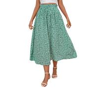 Mrat Women's Summer Bohemian Midi Skirts Floral Printed Elastic Waist A Line Maxi Skirt Ladies Elegant Casual Beach Long Skirt Drawstring Swing Skirts Dress Party Beach Holiday Going Out Sale