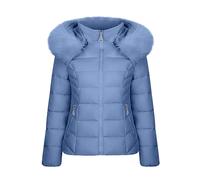 Mrat Women's Warm Winter Coat Faux Fur Hooded Puffer Jacket Lightweight Soft Quilted Jacket Plush Overcome Outer Coat Windproof Parka Outerwear Ladies Slim Fit Down Zipper Pocket