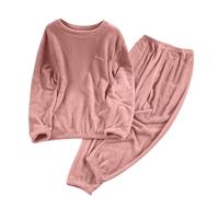 Mrat Womens Warm Winter Pajamas Set Fleece Soft Comfy PJs Sets Thickened 2 Piece Loungewear Fluffy Sherpa Nightwear Casual Loose Fit Sleepwear Plushed Long Sleeve Sweatshirts and Elastic Waist Pants
