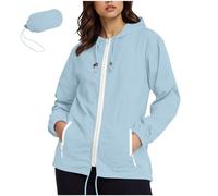 Mrat Womens Waterproof Jacket Lightweight Rain Coat Sun Protection UPF 50+ Jackets Ladies Elegant Packable Raincoat Hooded Breathable Functional Windbreaker Pocket Outdoor Hiking Running Camping