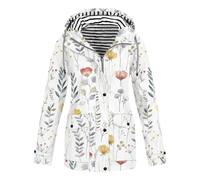 Mrat Women's Waterproof Jackets Lightweight Windproof Coat with Hooded Ladies Outdoors Packable Functional Raincoat Active Sportswear Jackets Floral Print Sun Protection Hiking Climbing