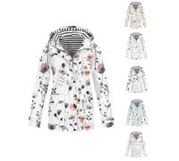 Mrat Women's Waterproof Jackets Lightweight Windproof Coat with Hooded Ladies Outdoors Packable Functional Raincoat Active Sportswear Jackets Floral Print Sun Protection Hiking Climbing