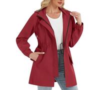 Mrat Womens Waterproof Jackets Windbreaker Windproof Trench Coat Lightweight Outdoor Rain Coats Pocket Detachable Hooded Jacket Drawstring Zip Quick Dry Showerproof Raincoat Uk Hiking Climbing Walking