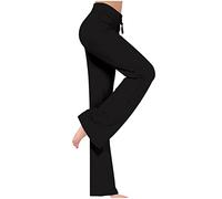 Mrat Yoga Leggings for Women UK High Waisted Workout Bootcut Trousers Modal Flares Leggings Drawstring Gym Sports Pants Running Tummy Control Slimming Opaque Buttery Trousers Ladies Stretching 3XL