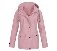 MratWaterproof Jackets Women Lightweight Rain Jacket Outdoor Hooded Windbreaker Raincoat Windproof Sun Protection Breathable Functional Coats Hiking Running Camping Walking UK 8 10 12 14 16 18 20 22