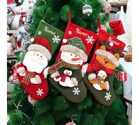 Mraxovid 5Pcs Family Christmas Stocking, Personalized Christmas Stocking with Name, 3D Santa Snowman Reindeer Penguin Xmas Christmas Stocking, Christmas Fireplace Decorations