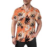Mraxovid Custom Hawaiian Shirt with Face for Men Personailsed BF Husband’s Photo Aloha Beach Fruit Tropical Floral Flower Shirts