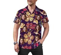 Mraxovid Custom Hawaiian Shirt with Face for Men Personailsed BF Husband’s Photo Aloha Beach Fruit Tropical Floral Flower Shirts