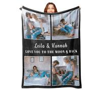 Mraxovid Personalised Blanket Custom Photos Blanket Memory Gift with Photo Text Collage Customized Blankets Gift Personalised Throw Blanket for Family Mom Dad Kids Wife Friends, 100x125cm