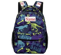 Mraxovid Personalised Dinosaurs Backpack with Name Custom Kids School Bag Boys Girls Teens Backpack with Chest Strap