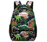 Mraxovid Personalised Dinosaurs Backpack with Name Custom Kids School Bag Boys Girls Teens Backpack with Chest Strap