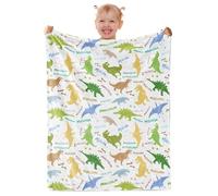 Mraxovid Personalised Name Blanket with Dinosaurs, Custom Dinosaurs Blanket for Baby, Custom Newborn Blanket, Kid