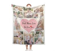 Mraxovid Personalised Photo Blanket Picture Collage Blanket Mothers Day Blankets Gifts for Mum Custom 8 Photo Memory Beautiful Throw for Family Birthday Wedding Gift, 125x150cm