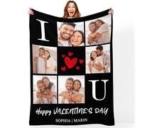 Mraxovid Personalised Valentines Gifts for Him Her, Personalised Photo Blanket, Blankets for Adults, Customise Blanket with Photo Gift for Boyfriend, Girlfriend