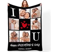 Mraxovid Personalised Valentines Gifts for Him Her, Personalised Photo Blanket, Blankets for Adults, Customise Blanket with Photo Gift for Boyfriend, Girlfriend
