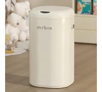 MRBIN Metal Motion Sensor Adsorption Diaper Pail Refills with Lid, 8gal / 30L Covered Touchless Square Baby Adult Trash Can, Pet Litter Garbage Bucket for Nursery Bedside, Bathroom, Toilet, White