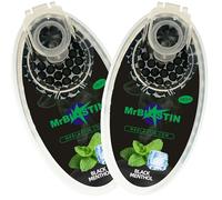 MrBlastin 200 pcs 2 Packs of 100 Menthol Cigarette Crushballs - Dispenser Case of Flavoured Pop Crush Balls Capsules for Filter Tips Insertion, Click-On Beads (200 Black Menthol)