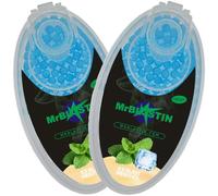 MrBlastin 200 pcs 2 Packs of 100 Menthol Cigarette Crushballs - Dispenser Case of Flavoured Pop Crush Balls Capsules for Filter Tips Insertion, Click-On Beads (200 Ice Blast Menthol)