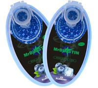 MrBlastin 200 pcs 2 Packs of 100 Menthol Cigarette Crushballs - Dispenser Case of Flavoured Pop Crush Balls Capsules for Filter Tips Insertion, Click-On Beads (200 Blueberry)