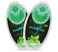 MrBlastin 200 pcs 2 Packs of 100 Menthol Cigarette Crushballs - Dispenser Case of Flavoured Pop Crush Balls Capsules for Filter Tips Insertion, Click-On Beads (200 Green Mint)