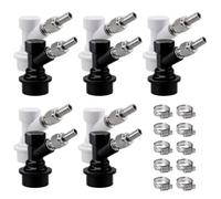 MRbrew Ball Lock Keg Fittings 5 Pairs Quick Ball Lock Disconnect Set with Stainless 5/16” Gas 1/4” Liquid Barbed MFL Swivel Nuts for Corny Keg Connectors Ball Lock for Keg Posts, Keg Coupler, Homebrew