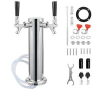 MRbrew Dual Tap Stainless Draft Beer Tap Tower, 3'' Base Kegerator Tower | Kegerator Beer Tap Tower, Countertop & Kegerator Mount, Pre-Assembled Lines With Beer Faucet For Beer Wine Juice Dispensing