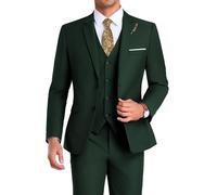 Mrbuerly Men's Suits 3 Piece Tuxedo, Dark Green, XL