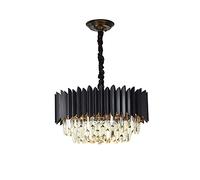 MRBVAOXVD Chandeliers,Black Round Light Fixture - Modern 2-Tier Raindrop Crystal for Elegant Diniroom, Liviroom, and Bedroom Decor/Black/50 * 36Cm