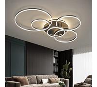 MRBVAOXVD Chandeliers,Led Ceililight for Bedroom - Modern Acrylic, Fceilingp with Remote Control - Brightness - Ideal for Diniroom - Round Geometry Ceililight/Black/6Heads