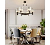 MRBVAOXVD Chandeliers,Led Round Light Ind | Modern Circular Elegance Prismatic Crystal Hangilight Traditional Liviroom Ceili- 6 Lightsall/Black/6 Lights