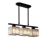 MRBVAOXVD Chandeliers,Modern Crystal, E27 Rectangle Ceililightp Ind Finish - Hangilightifor Liviroom, Bedroom, Diniroom by Simple Rectangle Crystalp/Black./3 Head