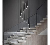 MRBVAOXVD Chandeliers,Modern Led Staircase Light Fixture - Double Rotatingp for Liviroom and Diniroom - Height Adjustable, 25 Lights/White Light/Black