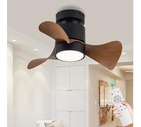 MRBVAOXVD Chandeliers,Silent Dc 6 Speed Ceilifan with Lights and Remote Control - Adjustable Three-Color Light - Reversible Timer - Ideal for Liviroom and Bedroom/Black