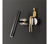 MRBVAOXVD Indoor Wall Lights Fixtures Industrial Brushed Brass Bedroom Wallps,Swiarm Adjustable Bedside Wall Sconces Led Doorway for Hallway Porch/Negro