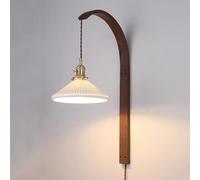 MRBVAOXVD Wallps,Abinlina Mid Century Wall Sconce Plug-in Light Fixture - Rustic White and Amber Glass Wallp for Bedroom, Liviroom, and Hallway/Conical