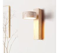 MRBVAOXVD Wallps,Hertl 180 Rotatable Wooden Led Wallp 9W Natural Marble Stwall Sconce Readiwall Light with Pull Cswitch Mid Century Modern Rustic Lightifor Bedroom Liviroom Kitchen/Wood-Without C