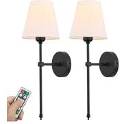 MRBVAOXVD Wallps,Hertl 2Pcs Battery Operated Wall Light Black Fabric Candle Sconces Wall Decor Set of 2D Battery Powered Wallp with Remote Led Rustic Wall Sconces for Bedroom Lounge Farmhouse/K